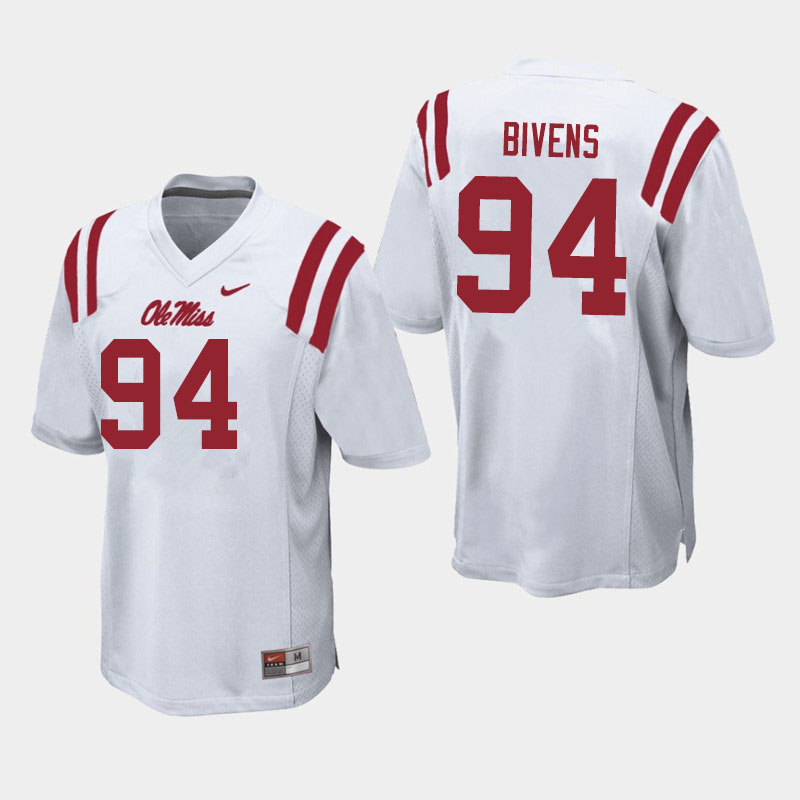 Quentin Bivens Ole Miss Rebels NCAA Men's White #94 Stitched Limited College Football Jersey OSS3758YM